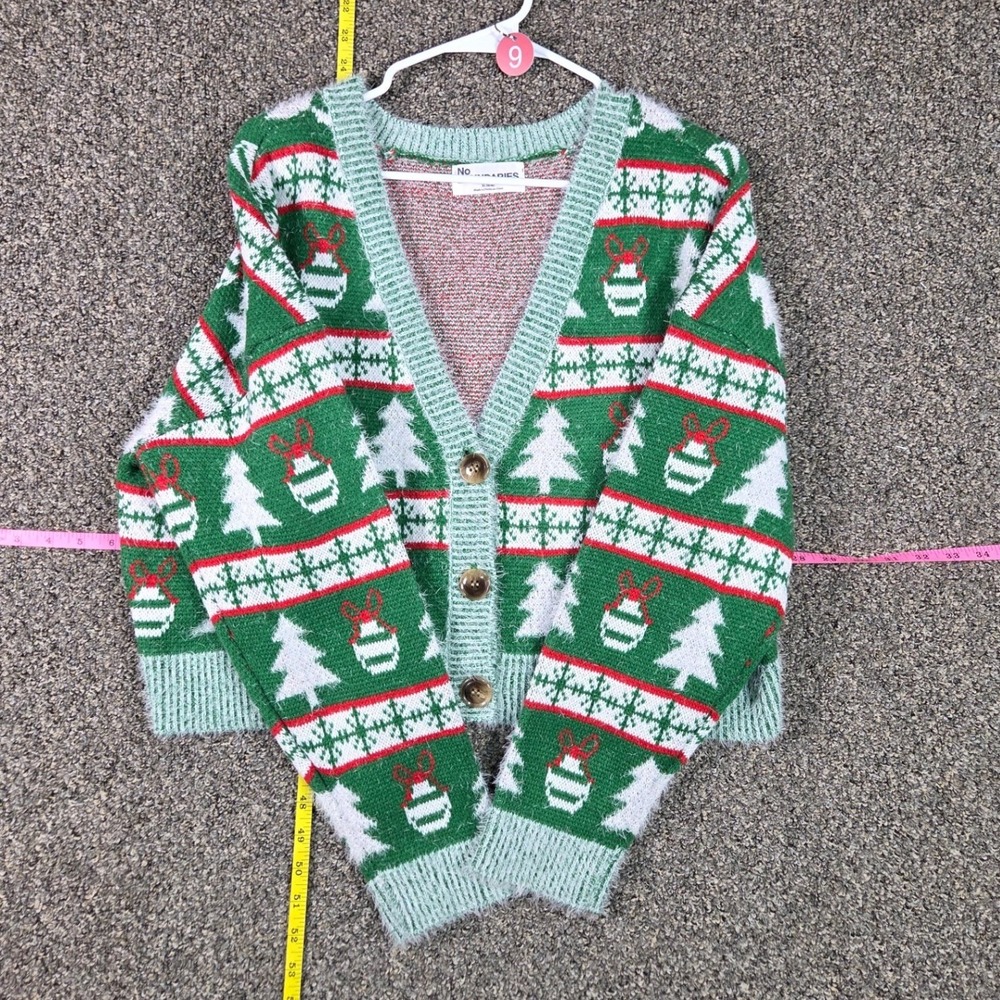 No Boundaries Cardigan Women XL Green Christmas Holiday Ugly Sweater Fair Isle